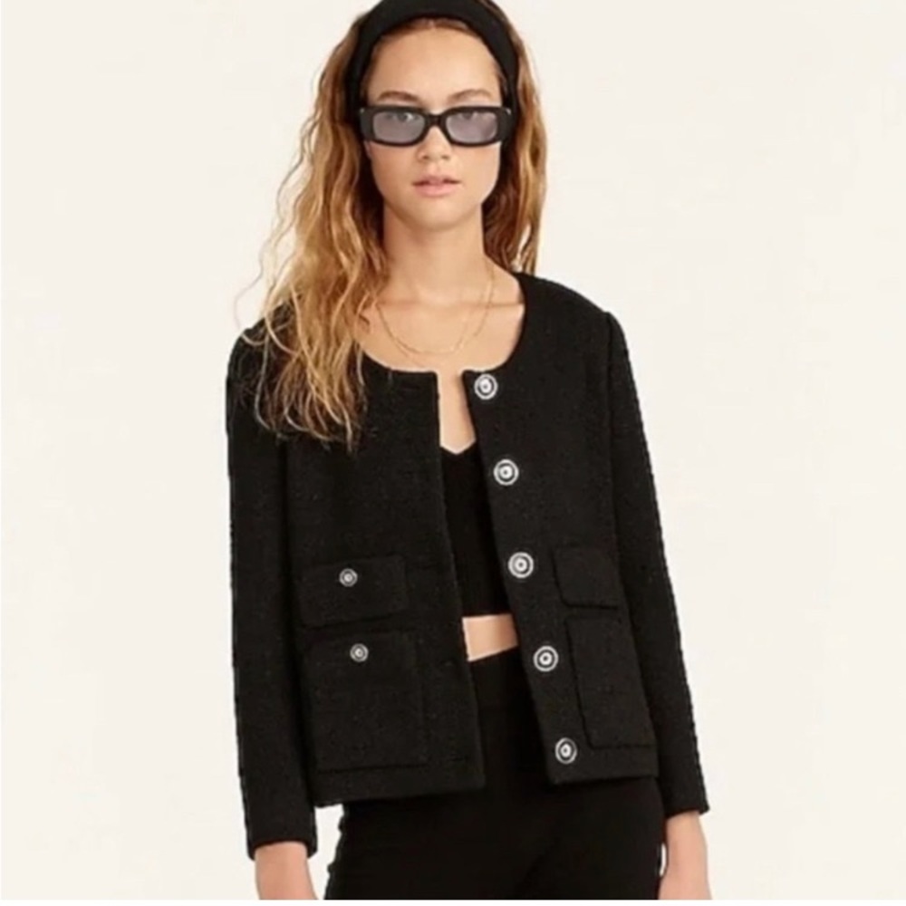 J.Crew Lady Jacket Maritime Tweed Wool Blend Classic Blazer 16